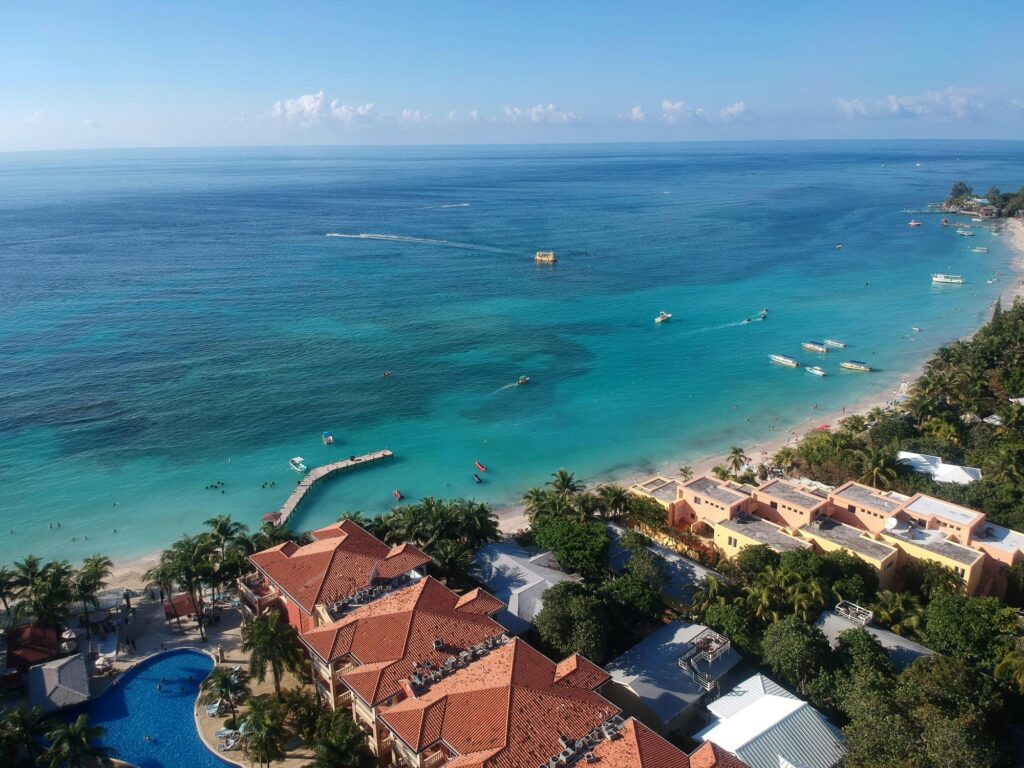 Aerial view of West Bay Resort Roatan real estate investment